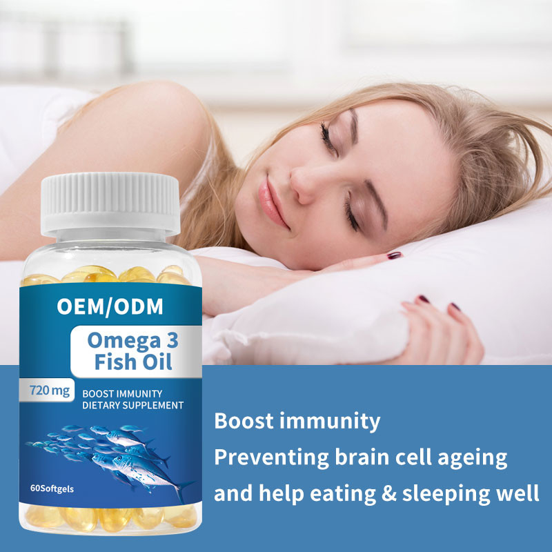 Huile de poisson Omega 3 Softgels capsulent la vitamine E DHA EPA pour le coeur Brain Joint Health