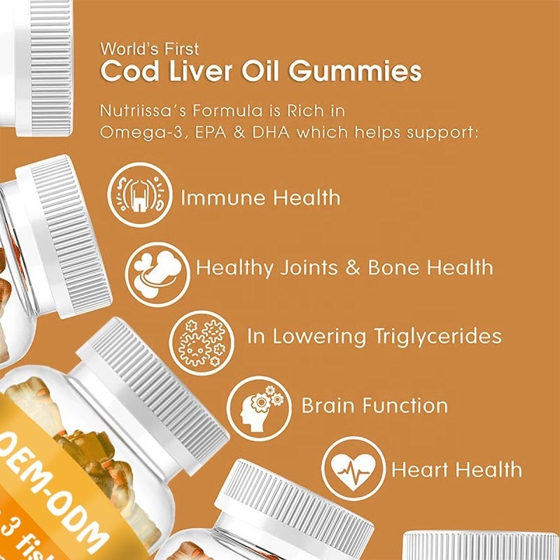 Omega 3 pilules d'huile de foie de morue de Softgels EPA DHA d'huile de poisson gommeuses pour des enfants adultes