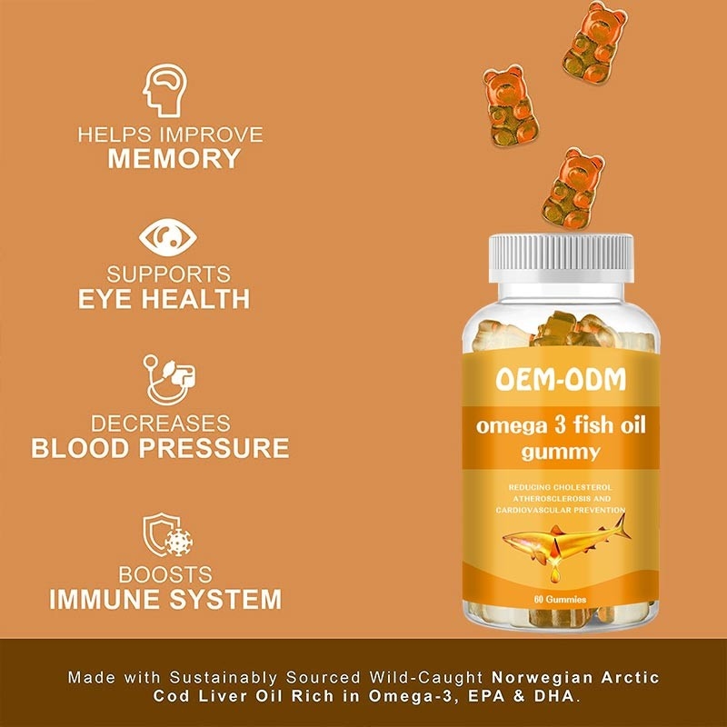 Omega 3 pilules d'huile de foie de morue de Softgels EPA DHA d'huile de poisson gommeuses pour des enfants adultes