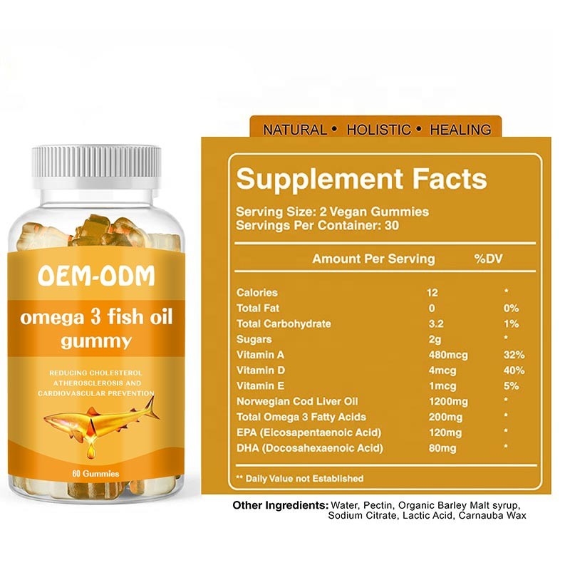 Omega 3 pilules d'huile de foie de morue de Softgels EPA DHA d'huile de poisson gommeuses pour des enfants adultes