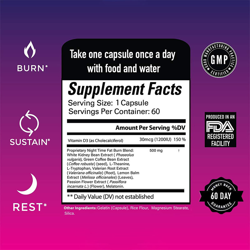 Café vert Bean Extract And White Kidney Bean Supplement de grosses de brûleur de nuit de perte de poids pilules de régime