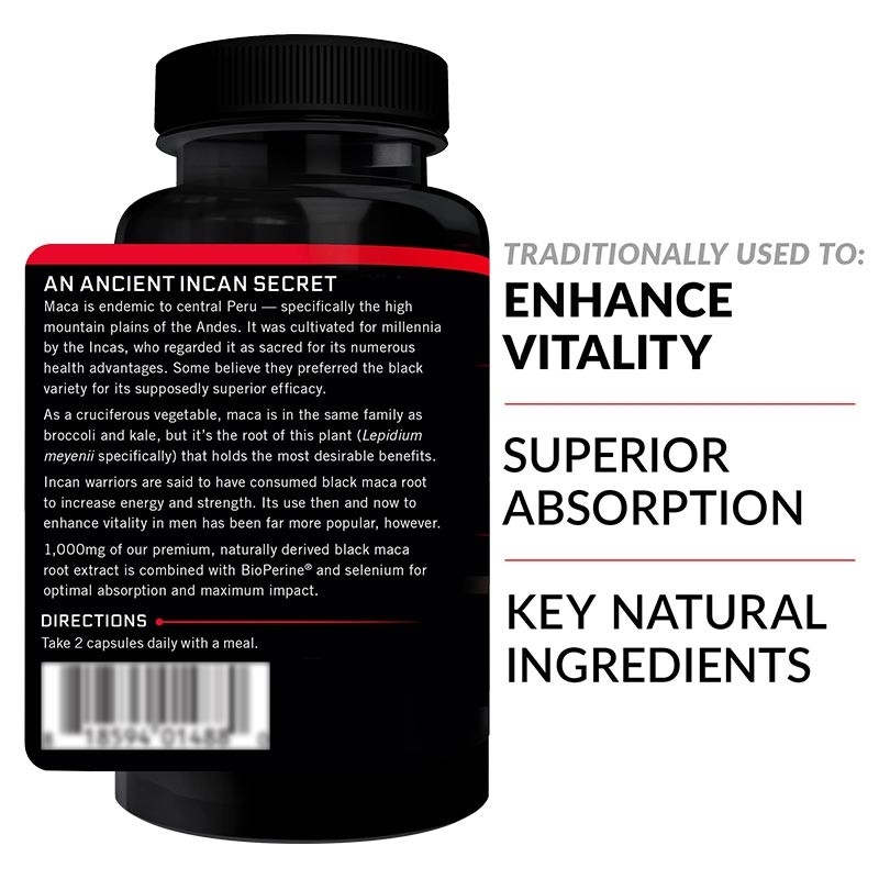 La racine 20000Mg de Maca de noir d'OEM capsule pour les hommes et le Vegan Max Strength Energy Supplement de femmes