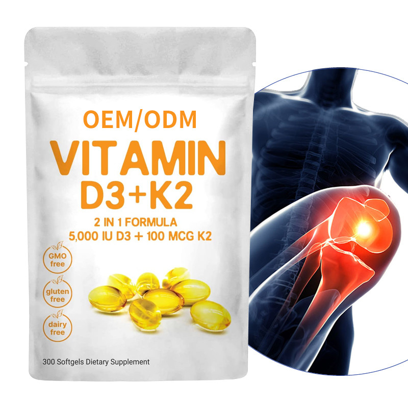 Vitamine faite sur commande D3 Gummies 5000 unités internationales avec K2 100 le magnétocardiogramme Softgels 2 à 1 coeur immunisé de soutien