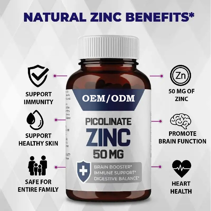 OEM Picolinate de zinc 30 mg Supplément bien absorbé pour la fonction immunitaire en capsules