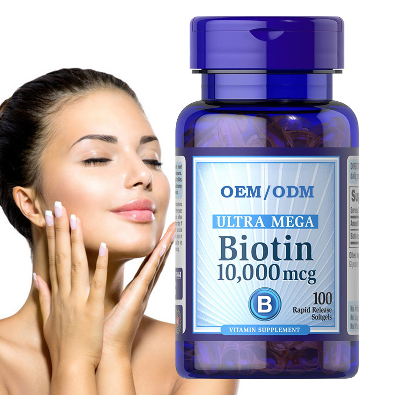 Compte de magnétocardiogramme Softgels 100 de la recroissance 10000 de peau et d'ongles de cheveux de Gummies de vitamine de biotine de soins de la peau d'OEM