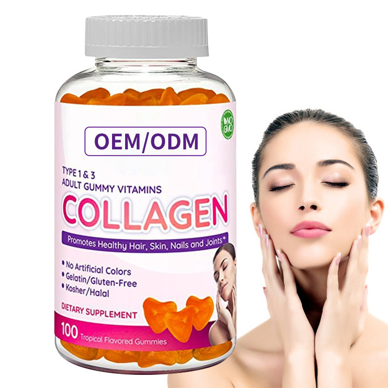 La peau de la COMMUNAUTÉ EUROPÉENNE For Hair de vitamine de zinc de biotine de Gummies 2500mcg de collagène d'ODM et clouent la croissance de cheveux