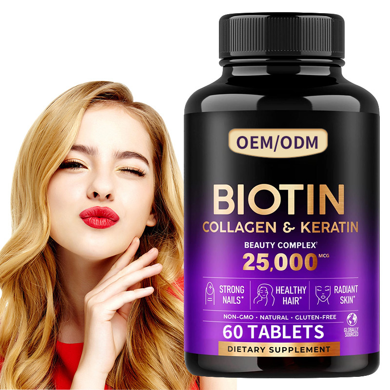 25000 ongles de peau de cheveux de pilules de vitamine de biotine de magnétocardiogramme pour les comprimés de cheveux de feme de la santé 60pcs des femmes