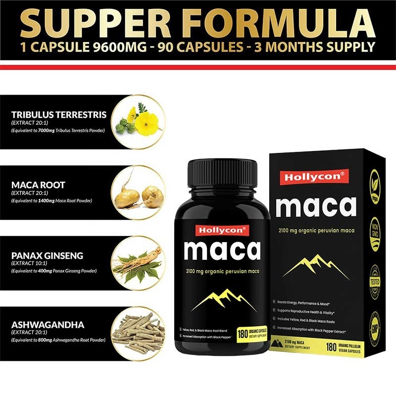 HACCP complète les capsules organiques de racine de Maca d'énergie de poussée d'OEM pour des femmes des hommes