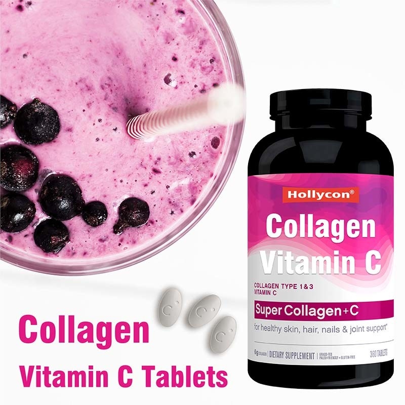 Le collagène complète les Tablettes organiques de vitamine C de soutien de peau et d'ongle de cheveux d'OEM