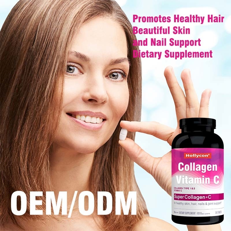 Le collagène complète les Tablettes organiques de vitamine C de soutien de peau et d'ongle de cheveux d'OEM