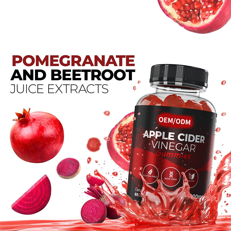 OEM ACV Perdre du poids Gestion des vitamines Sans gluten Vegan Non OGM Perte de poids rapide Les gommes de vinaigre de cidre de pomme