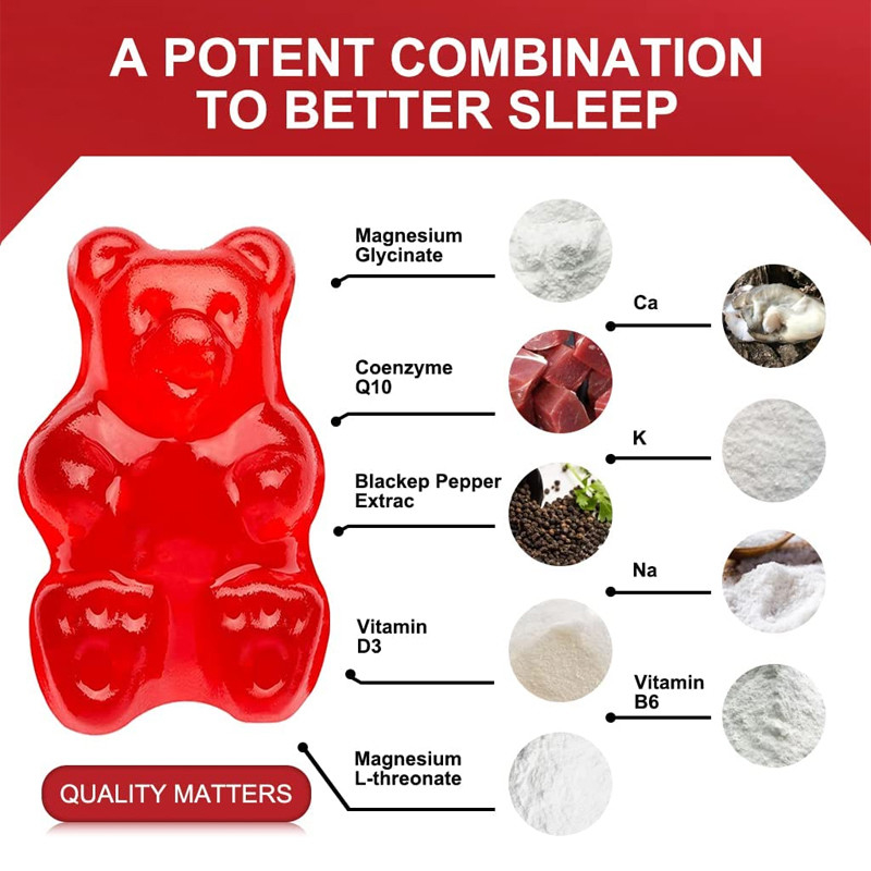 Le sommeil libre de soutien de Gummies de vitamine de Melatonin de gluten détendent l'extrait de baume de citron de magnésium de la vitamine D de Melatonin