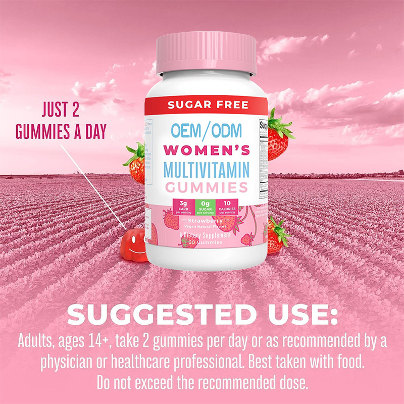 Vitamines du Multivitamin des femmes quotidiennes de soutien immunisé avec la peau organique de cheveux d'ingrédients et clouer gommeux
