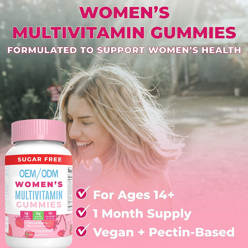 Vitamines du Multivitamin des femmes quotidiennes de soutien immunisé avec la peau organique de cheveux d'ingrédients et clouer gommeux