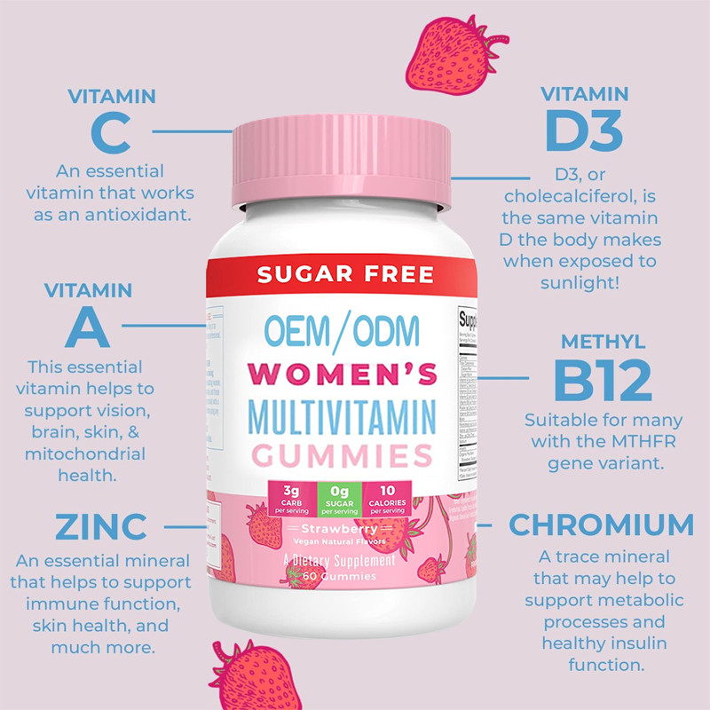 Vitamines du Multivitamin des femmes quotidiennes de soutien immunisé avec la peau organique de cheveux d'ingrédients et clouer gommeux