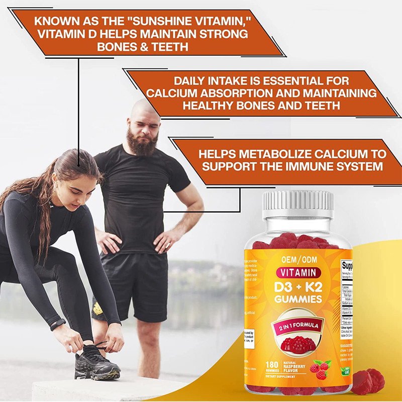 Le COA complète le calcium d'OEM avec l'appui immunisé Gummies de santé d'os de la vitamine D3 K2