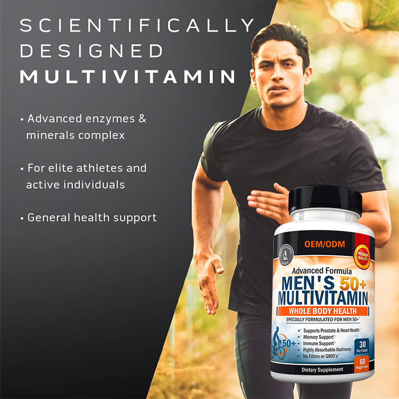 Le Multivitamin des hommes faits sur commande de saveur pour des capsules de Multivitamin de magnésium de calcium de zinc de représentation de foyer d'énergie