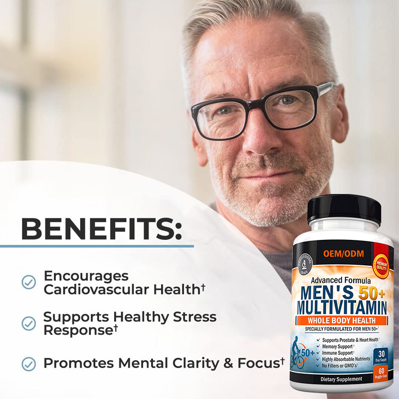 Le Multivitamin des hommes faits sur commande de saveur pour des capsules de Multivitamin de magnésium de calcium de zinc de représentation de foyer d'énergie