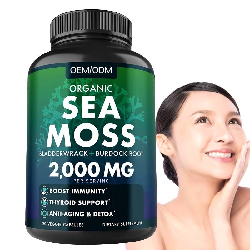 Mer organique Unflavored Moss Raw de Moss Capsules Wildcrafted Non GMO de mer 60 pilules libres de Seamoss de gluten