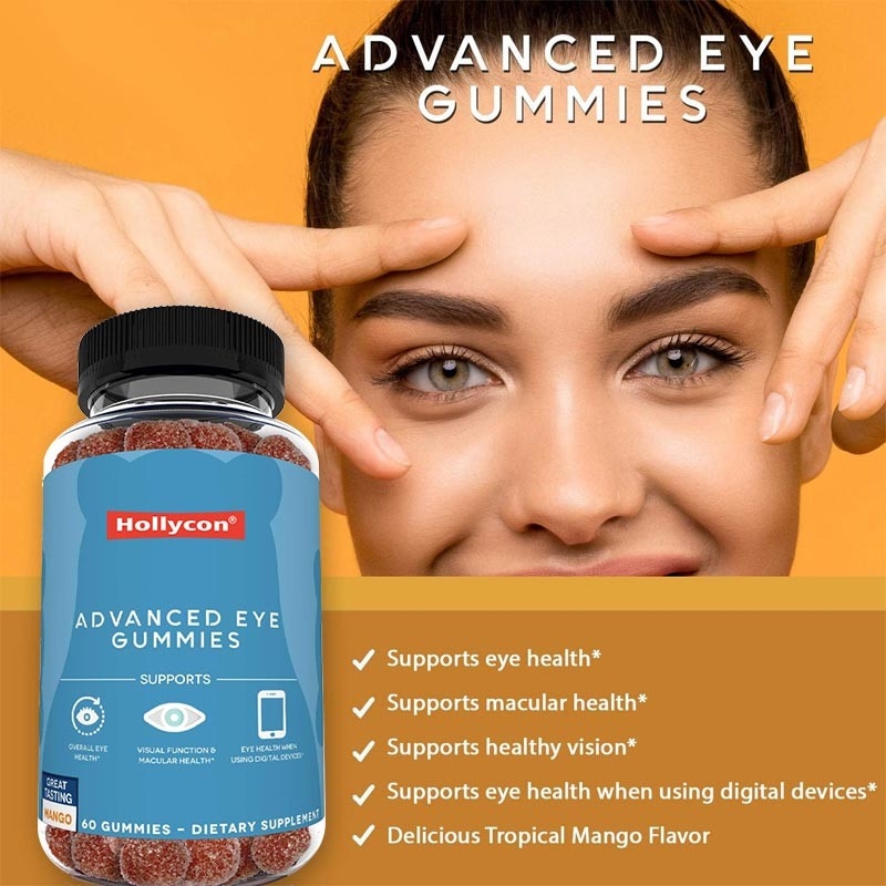 2500mcg vitamine B7 zéaxanthine naturelle lutéine saveurs personnalisées Production non polluante gommes pour les yeux
