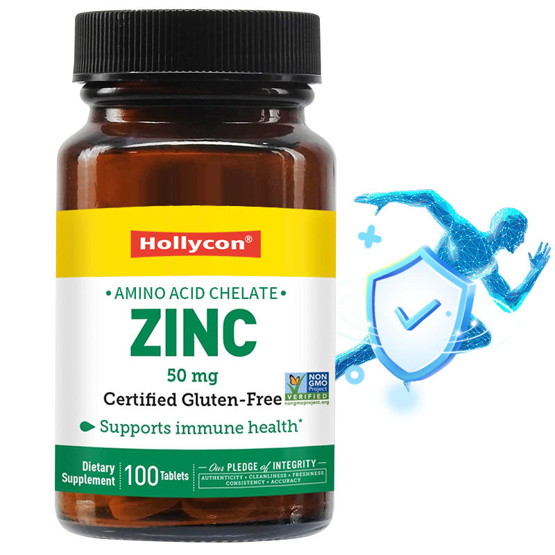 OEM & ODM Étiquette privée Zinc 50 mg comprimés de chélate d'acide aminé 100ct Certifié sans gluten