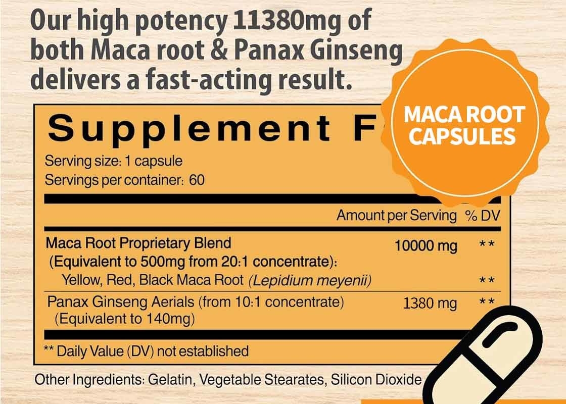 OEM 90 capsules Supplément de racine de maca pour hommes soutient l' énergie augmenter l' endurance capsules