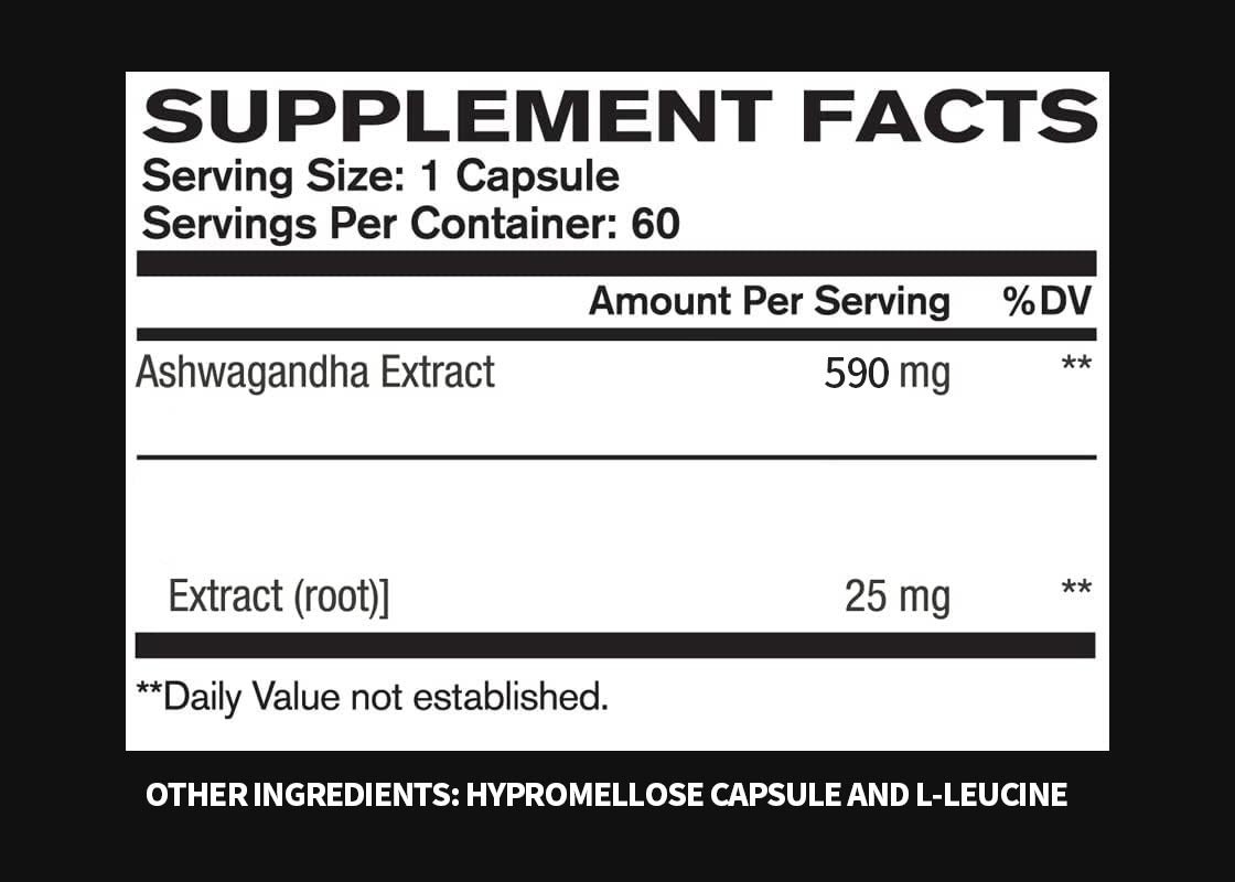 60 pcs d'extrait de racine d'ashwagandha capsules d'humeur et de force supplément de soutien pour le soulagement naturel du stress
