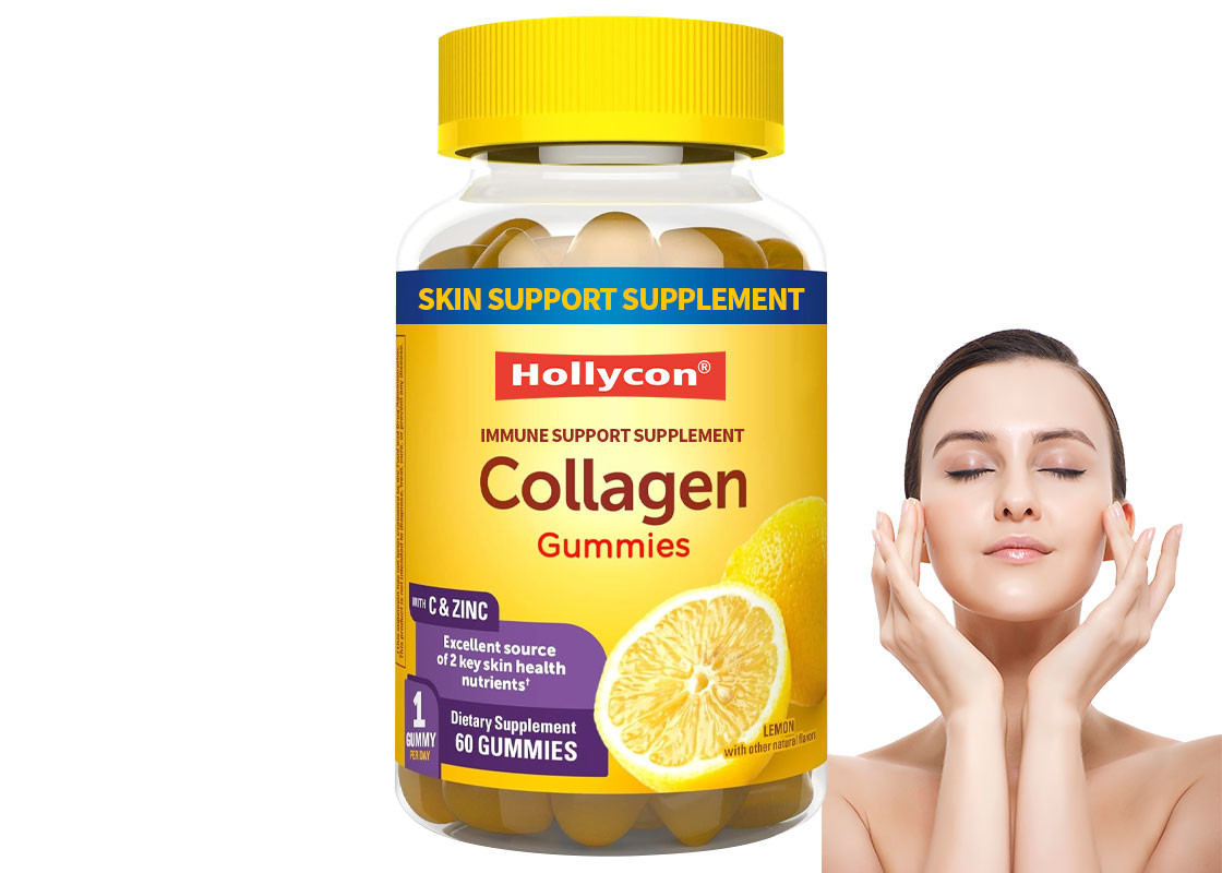COA Collagène Gummies avec Vitamine C Zinc Biotine 60PCS Pour la santé de la peau Supplément de soutien immunitaire
