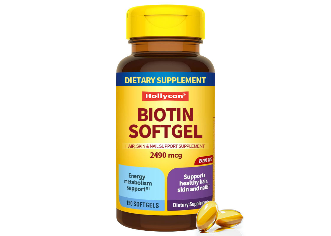Biotine Softgels 150PCS pour soutenir les cheveux sains, la peau et les ongles Supplément alimentaire