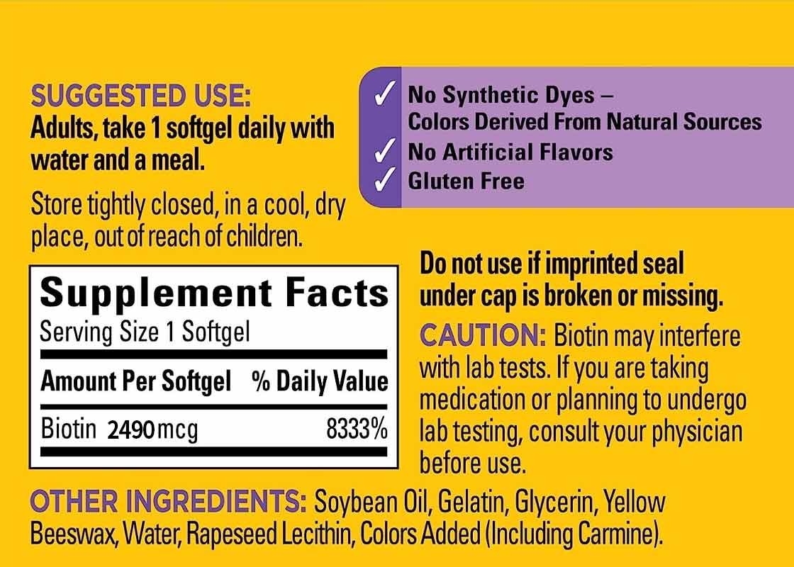 Biotine Softgels 150PCS pour soutenir les cheveux sains, la peau et les ongles Supplément alimentaire