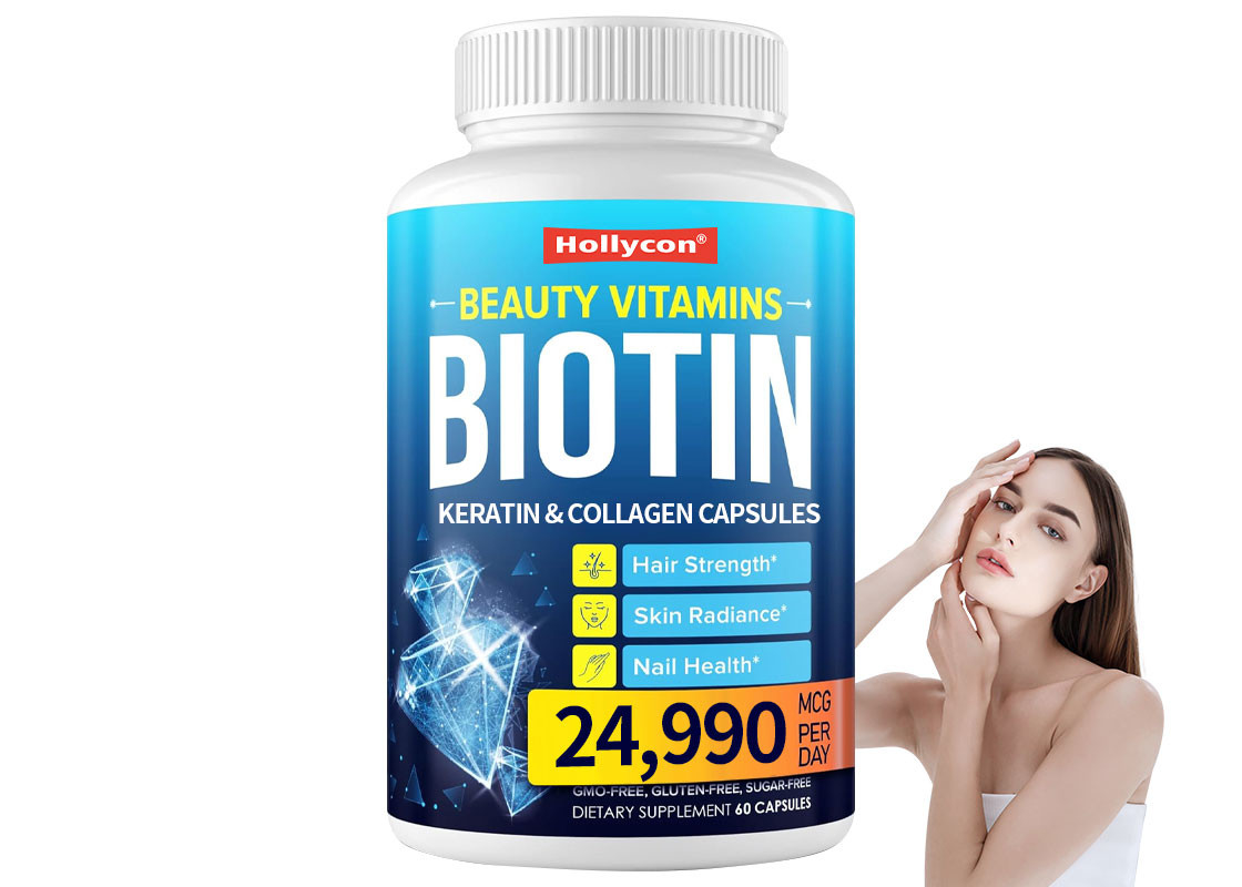 60PCS Biotine Kératine et collagène Capsules aide à maintenir les os articulaires Santé des dents et des ongles Supplément de croissance des cheveux