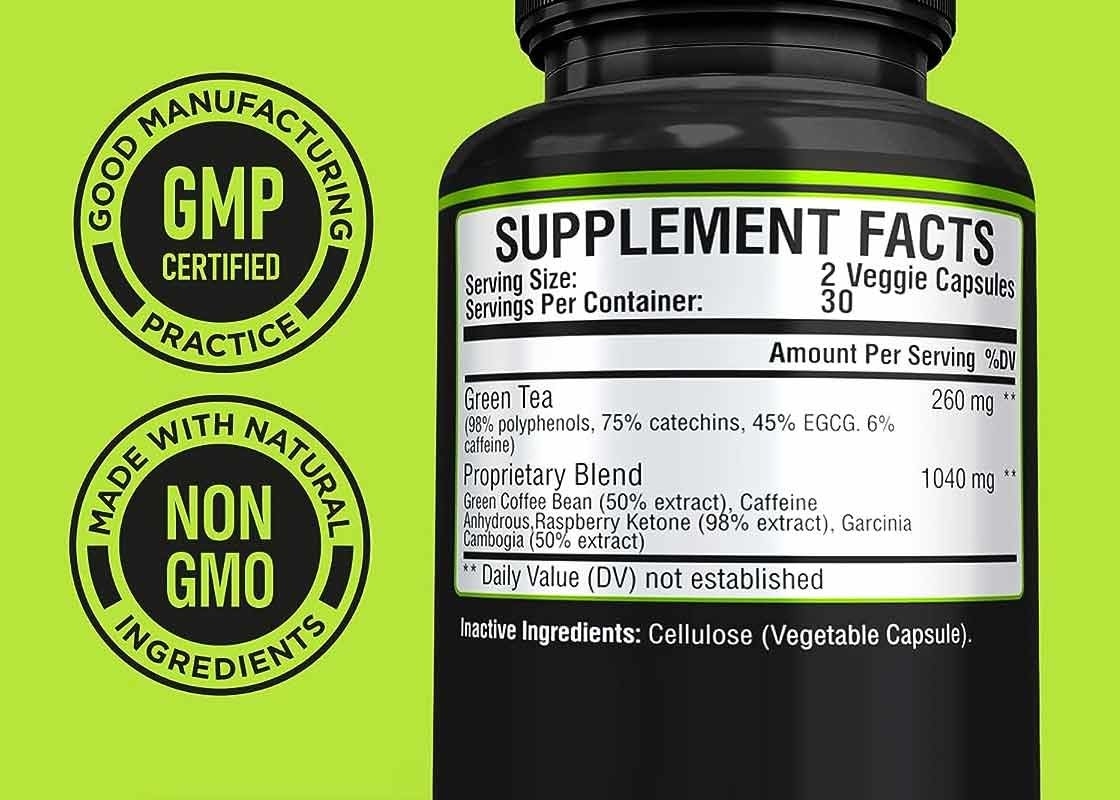 HALAL Extrait de thé vert Capsules Suppléments alimentaires Aide à réduire l' appétit Supprimez la faim Capsules minceur