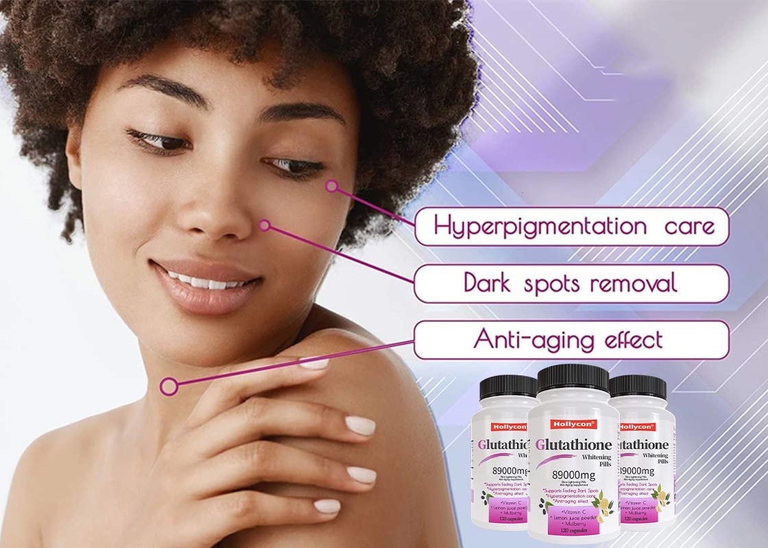 Les pilules blanchissantes au glutathion aident à nourrir la peau et éclairent le ton.