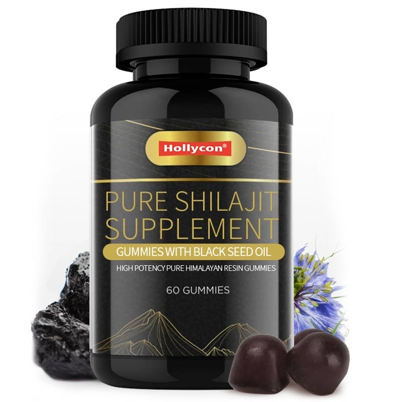 Des gommes de supplément de Shilajit pur avec de l'huile de graines noires à haute puissance
