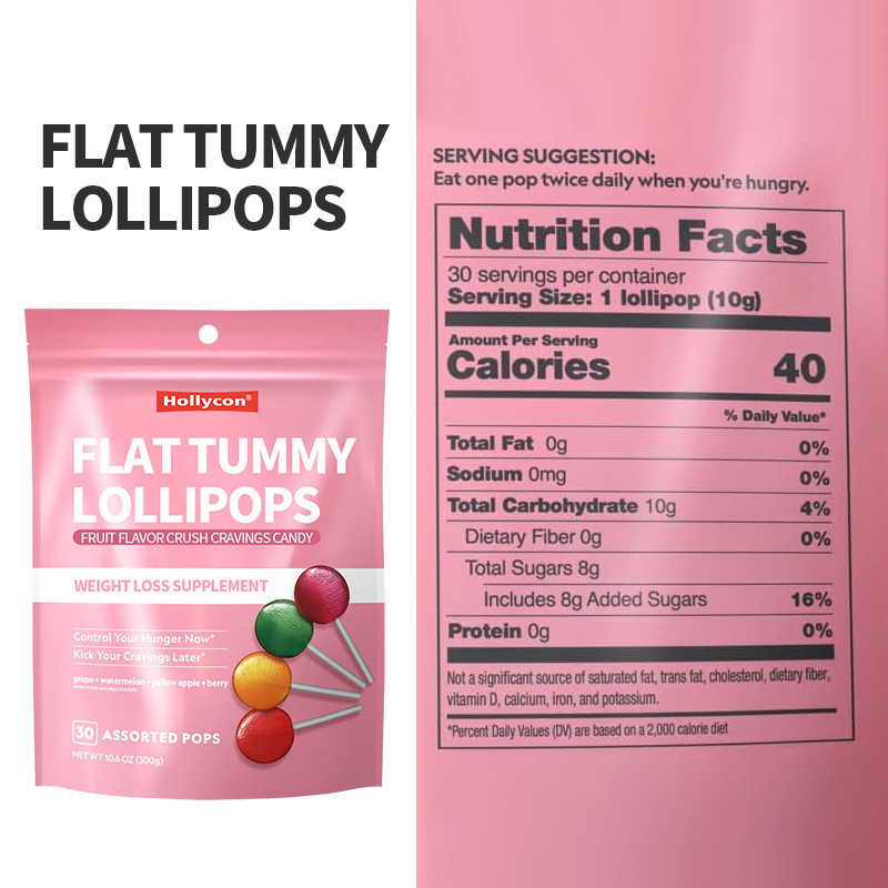 Étiquette privée Fruits saveur Crush Cravings Bonbons Ventre plat sucettes Supplément de perte de poids