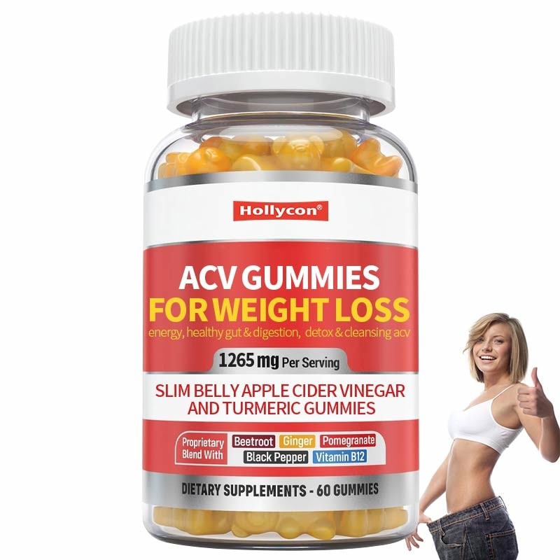 Les gommes pour la perte de poids, le soutien de la digestion intestinale, le ventre maigre, le vinaigre de cidre et les gommes de curcuma