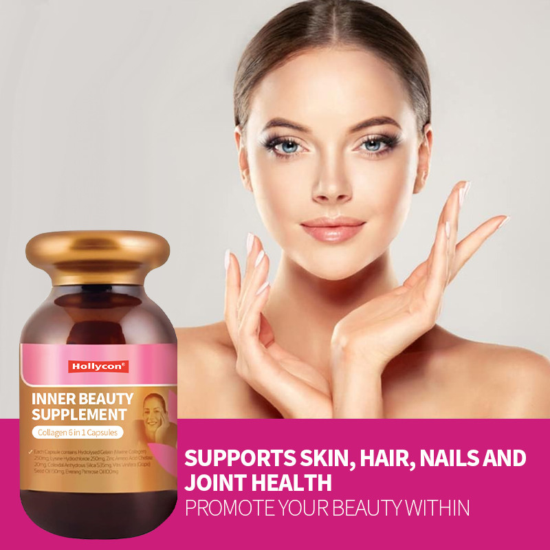 Produit de marque privée OEM Supplément de beauté intérieure Collagène 6 en 1 capsules Supplément sain pour la peau