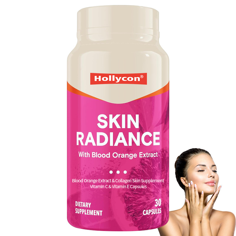 Produit de première intention Capsules de rayonnement de la peau Orange de sang Extrait de collagène Supplément de peau Vitamine C Vitamine E Capsules