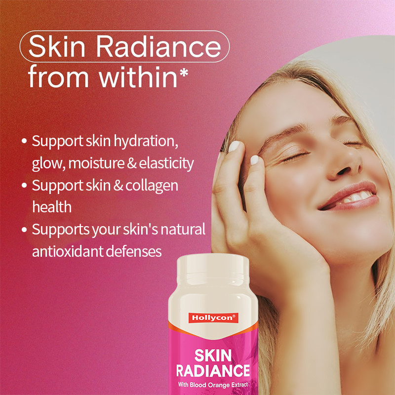 Produit de première intention Capsules de rayonnement de la peau Orange de sang Extrait de collagène Supplément de peau Vitamine C Vitamine E Capsules