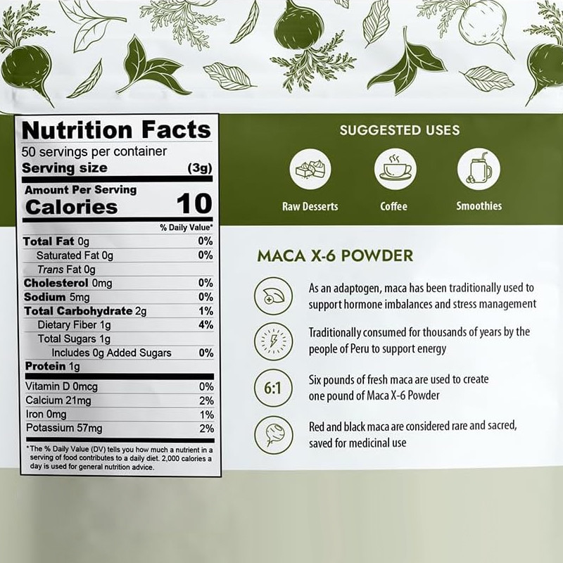 Maca organique X-6 poudre noire et rouge booster énergétique naturel pour les hommes et les femmes poudre de racine de maca