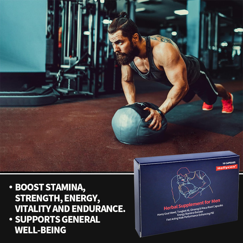 Supplément à base de plantes pour les hommes Horny Goat Weed Tongkat Ali Ginseng Capsules de racine de maca à action rapide Pilules d'amélioration masculine