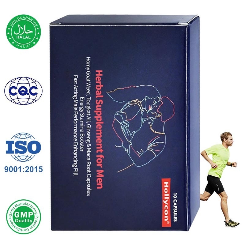 Supplément à base de plantes pour les hommes Horny Goat Weed Tongkat Ali Ginseng Capsules de racine de maca à action rapide Pilules d'amélioration masculine