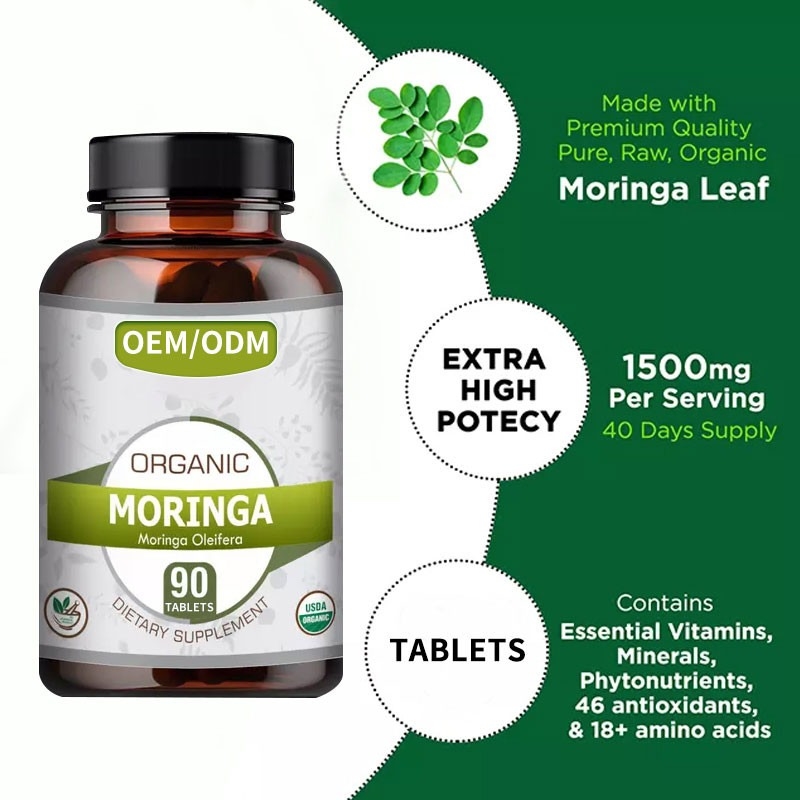 OEM en gros 1500mg Herbal Slim Capsule Moringa Oleifera Comprimés pour la combustion des graisses