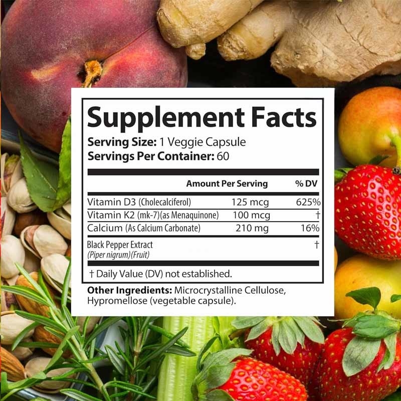 Suppléments de renforcement osseux pour les capsules de calcium de vitamine D3 K2 immunitaire