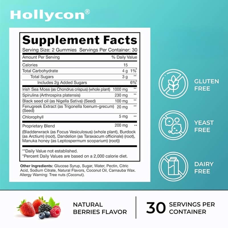 OEM Support Santé intestinale énergie immunitaire Détox thyroïde pour les femmes Hommes Mousse de mer gomme