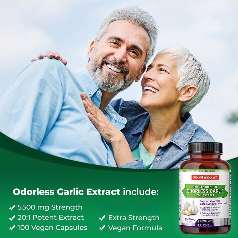 Support OEM Extrait d'ail organique inodore Antioxydant pour les capsules végétaliennes d'ail pour adultes