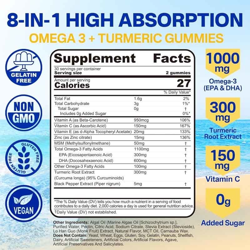 Support OEM DHA Vitamine A C E Zinc Curcuma pour les adultes Oméga-3 gomme liquide