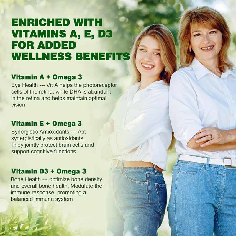 OEM Support DHA Vitamine E A D3 pour le cerveau et l'œil Algues articulaires Oméga-3 2200mg gomme