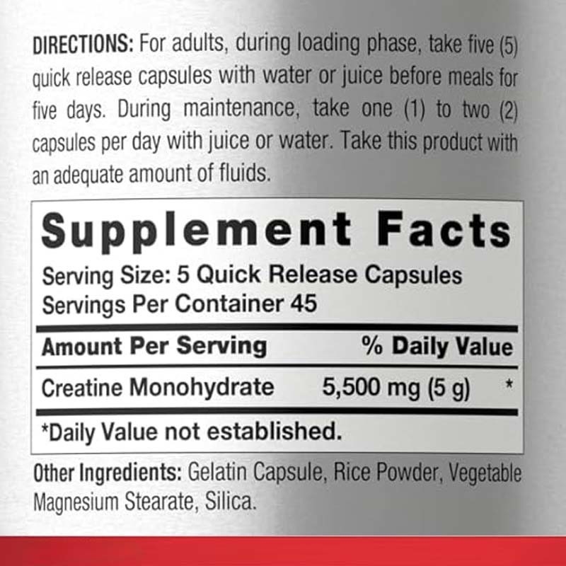 Support énergétique sans gluten pour adultes Capsule de créatine monohydrate