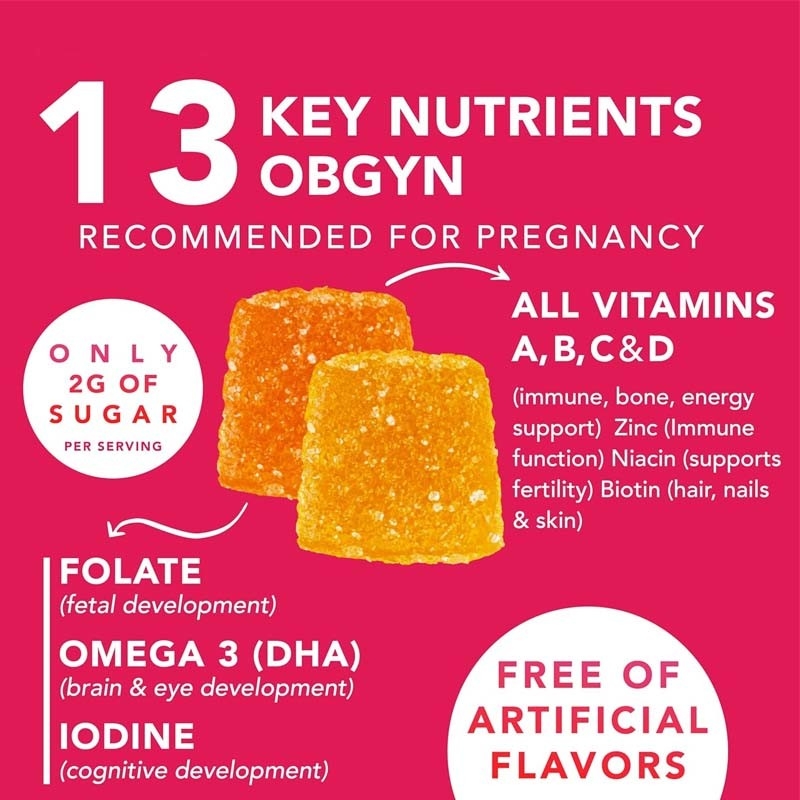 OEM DHA Folat Vitamine B C D Pour le soutien fœtal et neural Gommettes prénatales